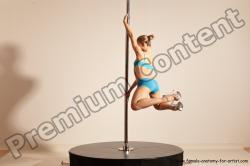 Underwear Gymnastic poses Woman White Moving poses Slim long blond Dynamic poses Academic